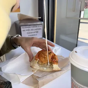 Porcini ( mozzarella, porcini mushroom, truffle)  Look at that cheese pull