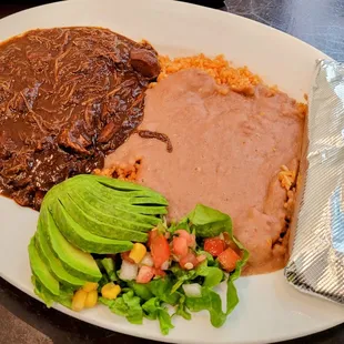 Panzon Monday Special Chicken Mole with rice and beans