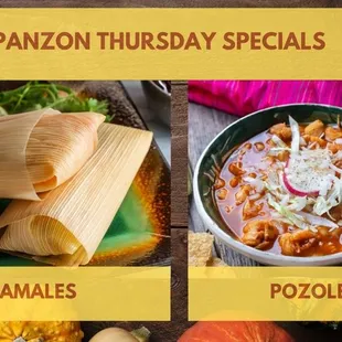 Thursday Panzon Specials Chicken Tamales and Pozole