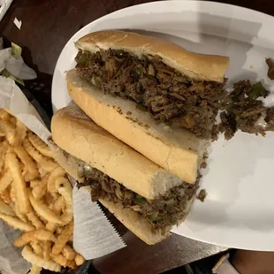 Steak sub with French fries