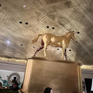 Golden unicorn statue