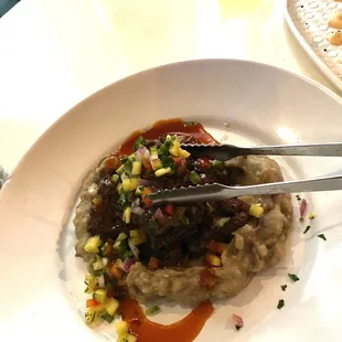 Thai inspired short rib with wasabi mashed potatoes