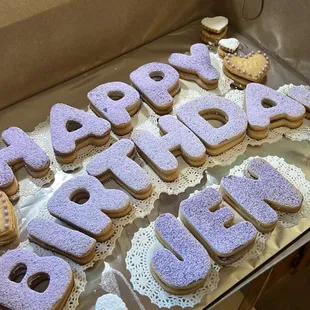 Alfajor Letters with colored powdered sugar