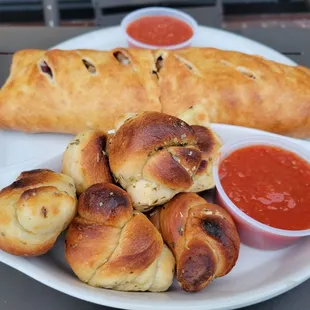 Italian Stromboli and garlic knots