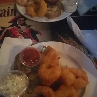 Grilled jumbo shrimp (top) battered version (bottom)