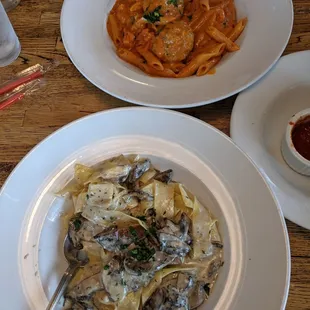 3 Cheese and Portabella Mushroom Linguine and Penne a La Vodka