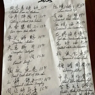 Chinese new year special menu