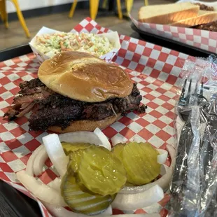 Brisket sandwich meal