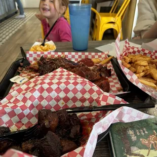 Burnt ends, ribs, French fries
