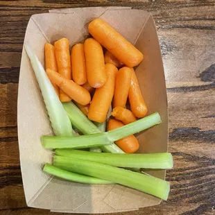 Side of celery and carrots that come with the wings