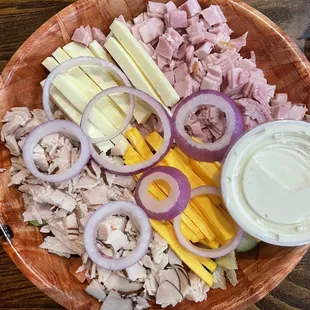Large chef salad with ranch salad dressing