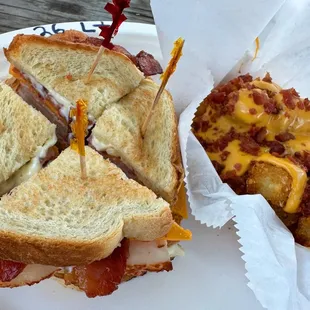 Blue Goose club with loaded tots