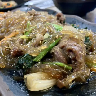 Japchae noodles on the appetizer menu