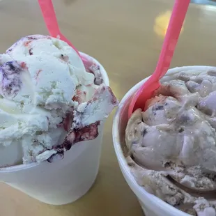 Blueberry cheesecake and Twix ice cream