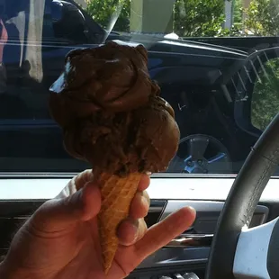 Now that's a whole bunch of ice cream. Took him some time to eat it all.