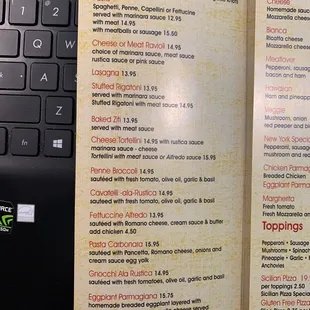 menu