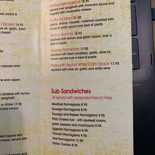 menu