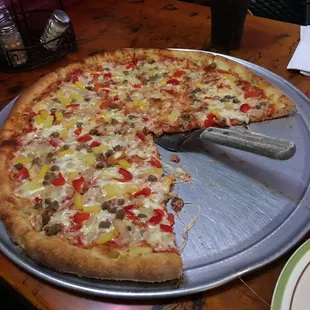 Great pizza. The dough is very good and every pizza we had gotten has been baked perfectly. Not too greasy and lots of flavor!