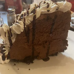 a slice of chocolate cake