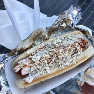Buffalo chicken dog, $8