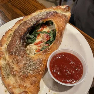 Greek chicken calzone