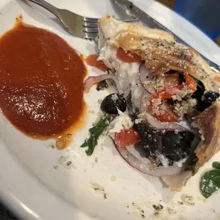 I remembered to take a picture before eating the whole thing. This was the veggie calzone! It was outstanding!