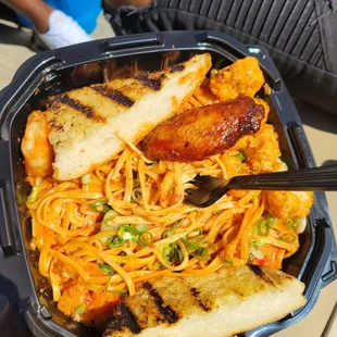 Seafood pasta (all shrimp) was delicious and plentiful. Wings and bang bang shrimp were great too!