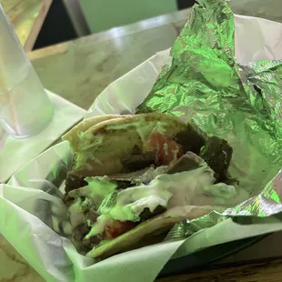 Couple bites taken gyro...no lettuce or onion