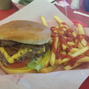 Double bacon cheese burger.