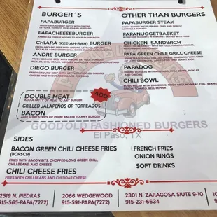 The menu