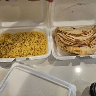 Rice and pita from Mixed Kebab Family Meal