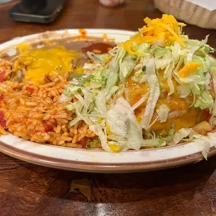 Bean Stuffed Sopaipilla with carne adovada and beans