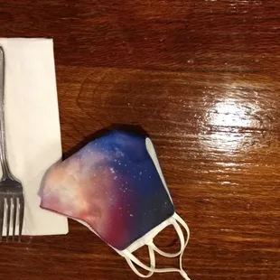 fork, knife and napkin