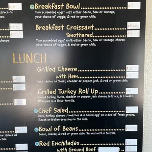 menu