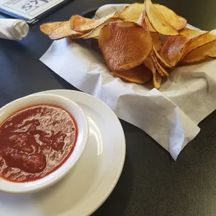 Homemade chips with salsa