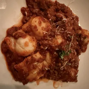 Ravioli with meat sauce