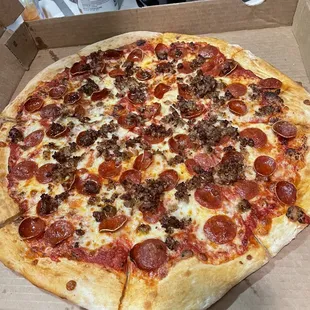 Sausage and pepperoni pizza