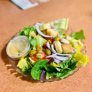 House Salad - so good with green olives and house dressing!