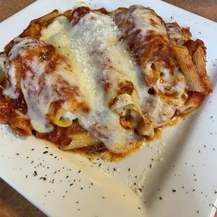Sampler with Ziti, Stuffed Shells, and Manicotti