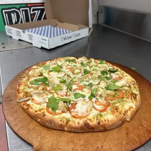 Mexican pizza with Round Sliced Tomatoes