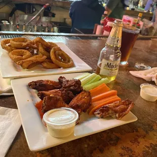 Wings and onion rings