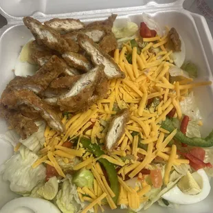 chicken, lettuce, and cheese