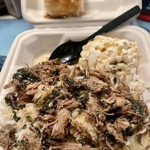 Kalua Pork over rice with Marconi Salad