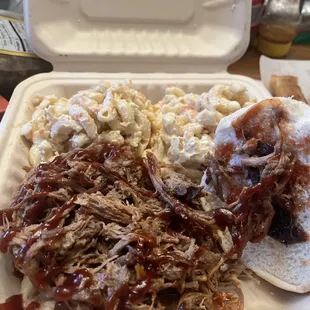 Hula huli brisket sandwich with macaroni salad