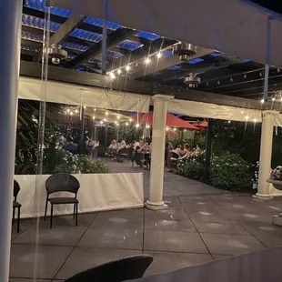 Outdoor patio at night