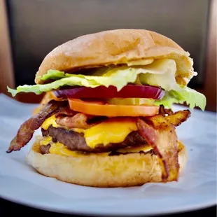 a burger on a plate