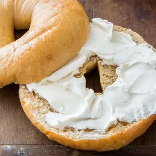 a bagel with cream cheese