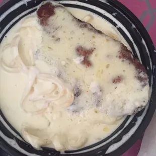 Chicken parm sub Alfredo sauce. More like soup super watery