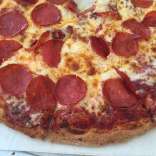 Fresh pepperoni pizzas