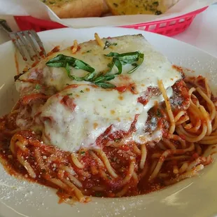 Fresh eggplant parmigiana